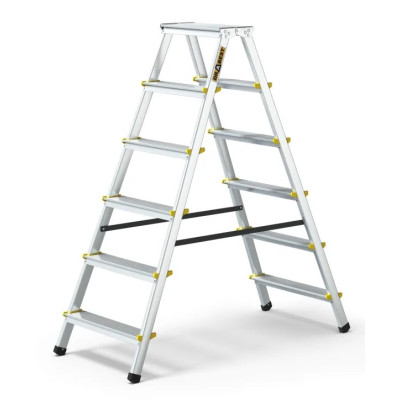 Hliníkové štafle oboustranné, 2x6 stupňů, 2,83 m, max. zátěž 150 kg