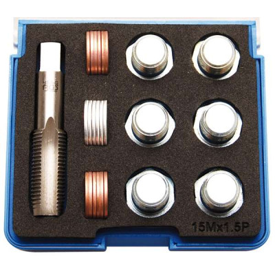 Sada na opravu závitů olejových van M15 x 1,5 mm BGS100157 (25 dílů)