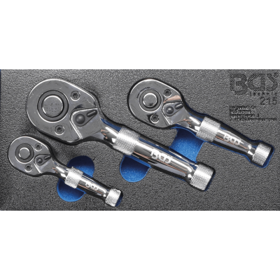 Prepínacie mini račne 1/4"-3/8"-1/2" BGS100215 Sada 3 diely
