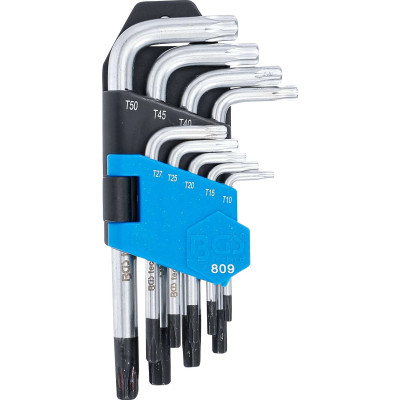 Zástrčné kľúče T-profil (Torx) T10 ÷ T50 BGS100809 s vŕtaním, krátke Sada 9 dielov