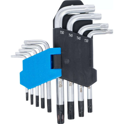 Zástrčné kľúče T-profil (Torx) T10 ÷ T50 BGS100809 s vŕtaním, krátke Sada 9 dielov