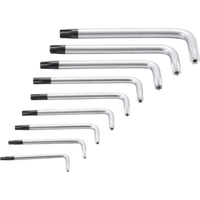 Zástrčné kľúče T-profil (Torx) T10 ÷ T50 BGS100809 s vŕtaním, krátke Sada 9 dielov