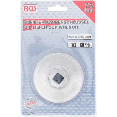 Očkový kľúč na olejové filtre WH 903-1, priemer 75 mm, 15-hranný BGS101045 (GM, Chrysler)