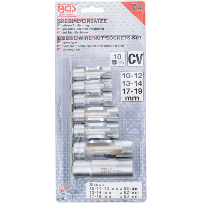 Nástrčné hlavice 3/8" BGS101105 10 ÷ 19 mm, otevřené. (Sada 7 dílů)