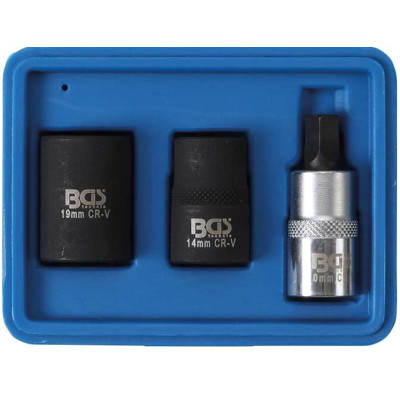 Nástrčné hlavice 1/2" 5-hranné 10 ÷ 19 mm BGS101112 na brzdové strmene kotúčových bŕzd. Sada 3 diely