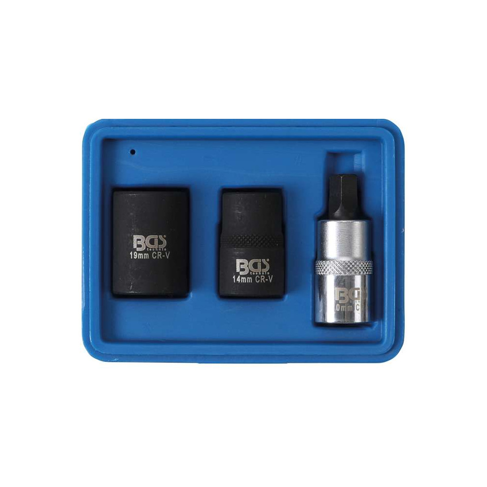 Nástrčné hlavice 1/2" 5-hranné 10 ÷ 19 mm BGS101112 na brzdové strmene kotúčových bŕzd. Sada 3 diely