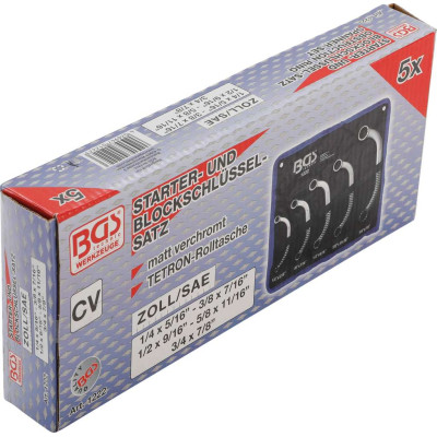 Oboustranné očkové klíče 1/4 ÷ 7/8" BGS101222 palcové, C-forma, dvanáctihran. Sada 5 dílů