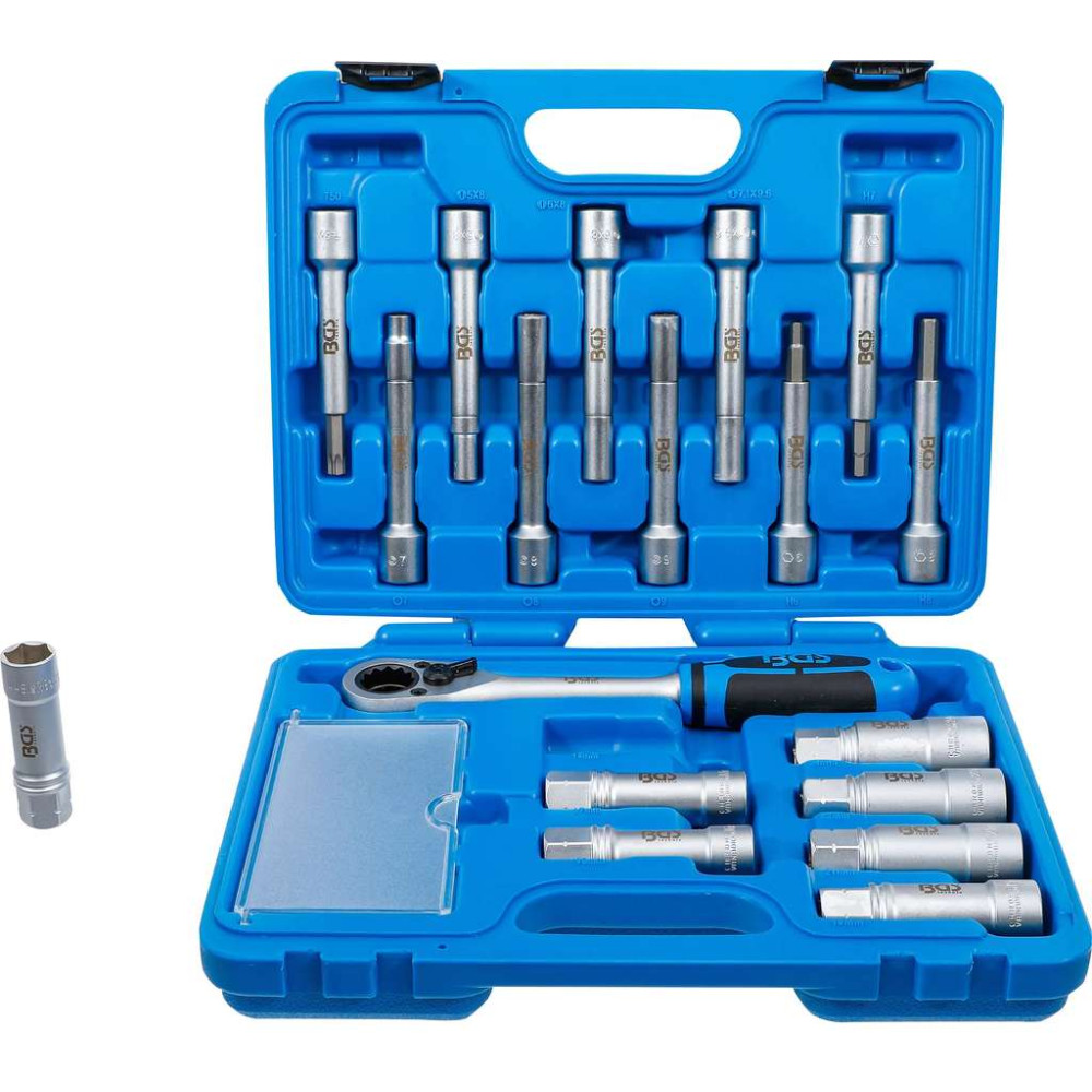 Nástrčné hlavice 1/2" na montáž tlmičov BGS102087 Sada 18 dielov
