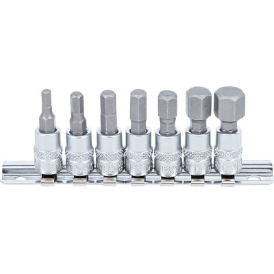 Zástrčné hlavice 1/4" 6-hranné (M4 ÷ M12) BGS102161 Sada 6 dielov na koľajnici