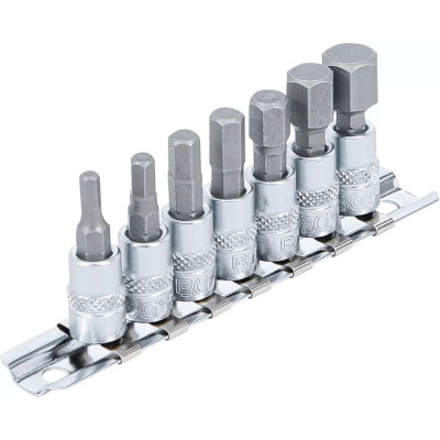 Zástrčné hlavice 1/4" 6-hranné (M4 ÷ M12) BGS102161 Sada 6 dielov na koľajnici