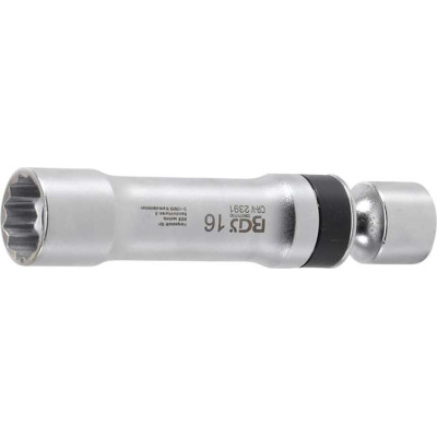 Kloubová nástrčná hlavice 3/8" 12hranná 16 mm BGS102391 na zapalovací svíčky, s přídržnou pružinou