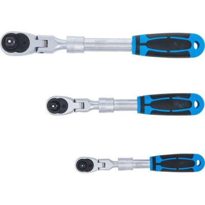Prepínacie račne 1/4 - 3/8 - 1/2" BGS1025128 teleskopické s kĺbom (Sada 3 diely)