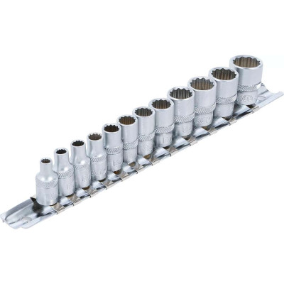 Nástrčné hlavice 1/4" 12hranné 5/32 ÷ 9/16" BGS102755, palcové. Sada 12 ks na kolejnici