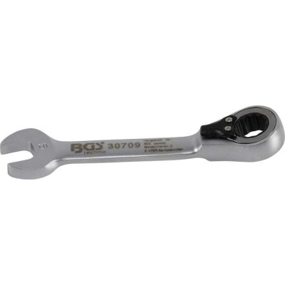 Očkoplochý klíč 9 mm s ráčnou BGS1030709, extra krátký