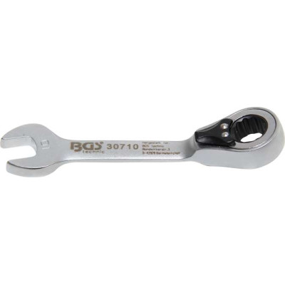 Očkoplochý klíč 10 mm s ráčnou BGS1030710, extra krátký