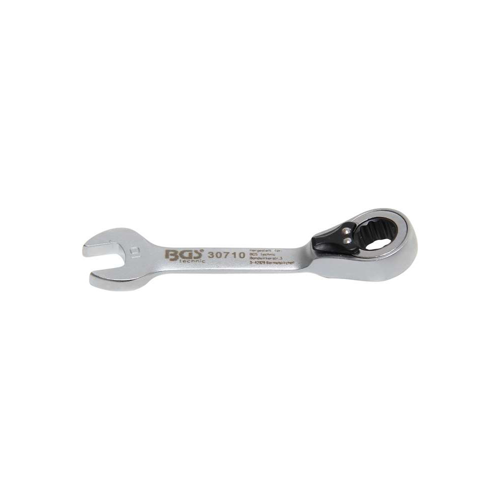 Očkoplochý klíč 10 mm s ráčnou BGS1030710, extra krátký