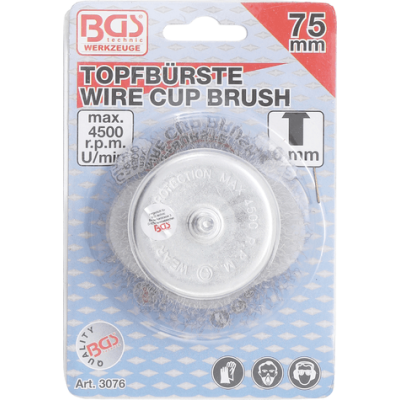 Hrncový drôtený kotúč pr. 75mm BGS103076 Upnutie - čap 6 mm