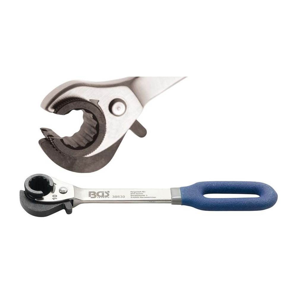 Otevřený očkový klíč 10 mm s ráčnou BGS1030830 na převlečné matice