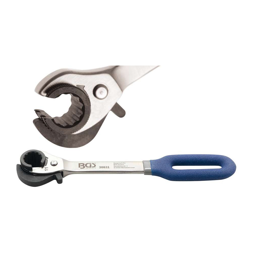 Otevřený očkový klíč 11 mm s ráčnou BGS1030831 na převlečné matice