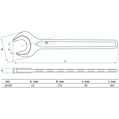 Jednostranný klíč 90 mm BGS1034290 dle DIN 894