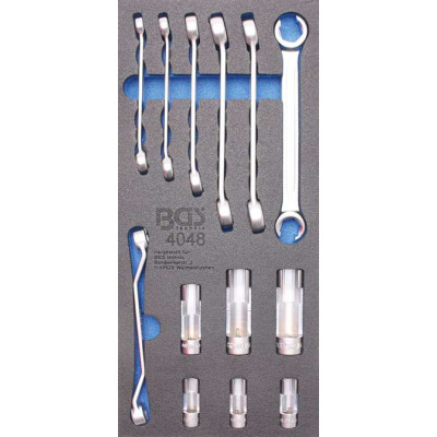 Nářaďový modul 1/3 - BGS104048 Otevřené očkové klíče a nástrčné hlavice 3/8". Sada 13 dílů