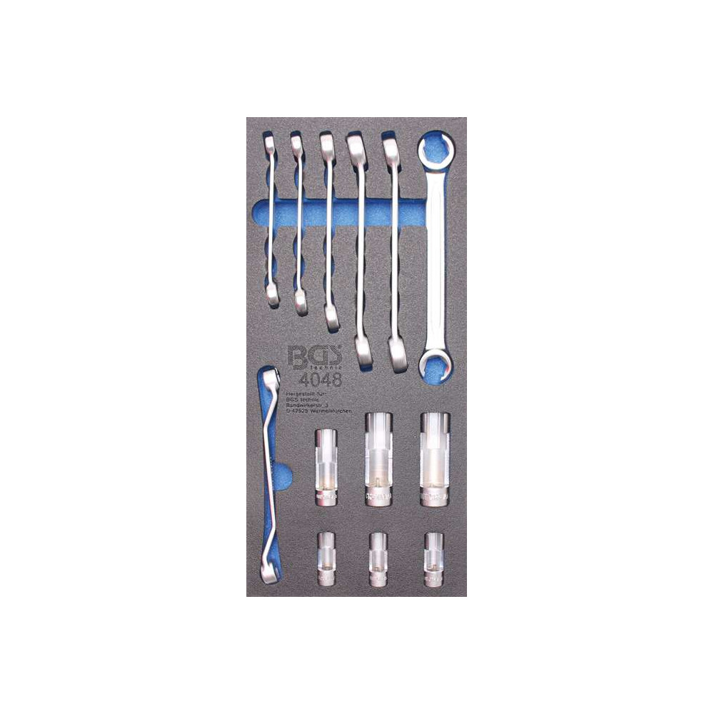 Nářaďový modul 1/3 - BGS104048 Otevřené očkové klíče a nástrčné hlavice 3/8". Sada 13 dílů