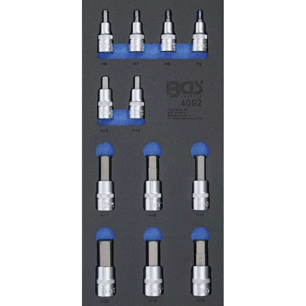Nářaďový modul 1/3 - BGS104092 Zástrčné hlavice 1/2" šestihranné. Sada 12 dílů