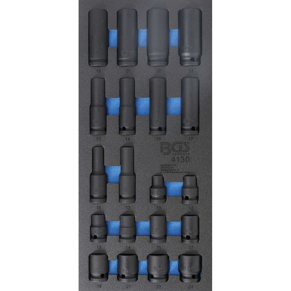 Nářaďový modul 1/3 - BGS104130 Rázové hlavice 1/2" 10 ÷ 24 mm, tvrzené, Pro Torque. Sada 20 dílů
