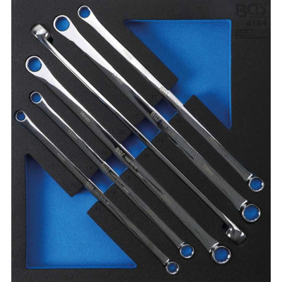 Vložka do dílenského vozíku 2/3: sada oboustranných očkových klíčů, velmi dlouhé 10 x 11 - 22 x 24 mm (6 dílná) BGS 4194