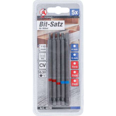 Skrutkovacie bity 1/4" Hex, Torx BGS104836 dĺžka 110 mm (Sada 5 dielov)