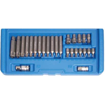 Bity 3/8" T-profil (Torx) s vŕtaním T10 ÷ T70 BGS105022 Sada 26 dielov