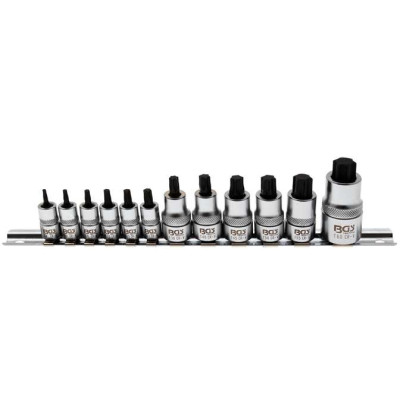 Zástrčné hlavice T-profil (Torx) T8 ÷ T60, BGS105098 extra krátke (12 dielov)