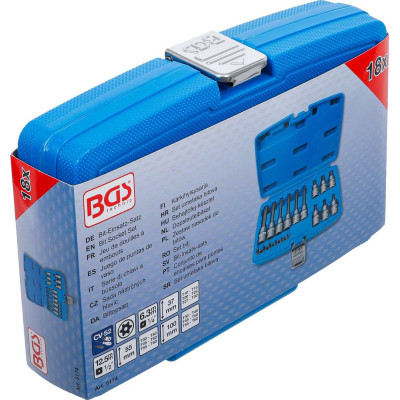 Zástrčné hlavice 1/4" a 1/2" Torx s otvorem T10 ÷ T60 BGS105174 (Sada 18 dílů)