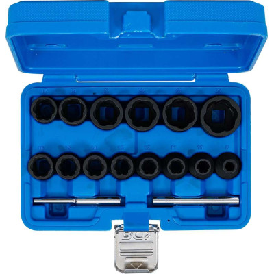 Nástrčné hlavice 1/2" SPECIAL 8 ÷ 27 mm BGS105269 na poškodené skrutky. Sada 16 dielov