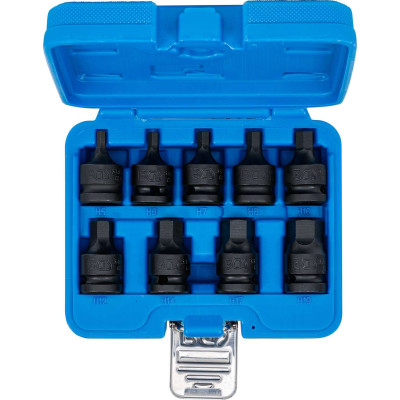 Zástrčné hlavice šesťhranné (inbus) 1/2" 5 ÷ 19 mm BGS105485, silové. Sada 9 dielov