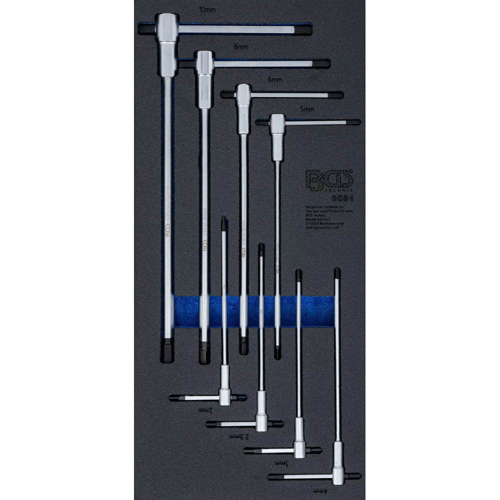 Náraďový modul 1/3: BGS106081 Zástrčné kľúče 6hrán 2 ÷ 10 mm s posuvnou T-rukoväťou