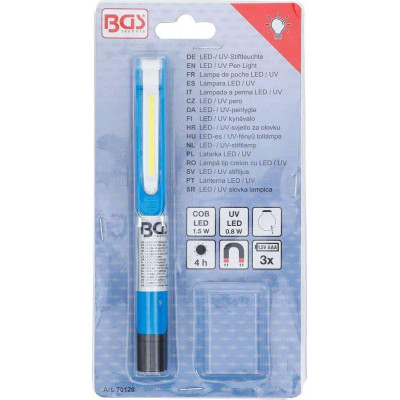 Aku vreckové ceruzkové svietidlo BGS Technic 70120, COB LED a UV osvetlenie, 3x batéria AAA, BGS 70120