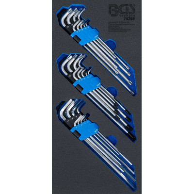Vložka do dílenského vozíku 1/3: Zástrčné klíče Torx a Hex BGS1074259 (Sada 27 dílů)