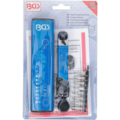 Momentový kľúč 1/4" a bity BGS1074295 2 ÷ 10 Nm (Sada 9 dielov)