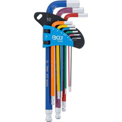 Zástrčné kľúče šesťhran 1,5 ÷ 10 mm BGS1074452 viacfarebné (Sada 9 dielov)