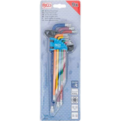 Zástrčné kľúče T-profil T10 ÷ T50 BGS1074459 viacfarebné, extra dlhé (Sada 9 dielov)