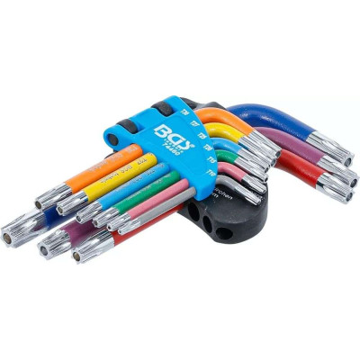 Zástrčné kľúče T-profil (pre TORX) T10 ÷ T50 BGS1074460 Viacfarebné, krátke (Sada 9 ks)