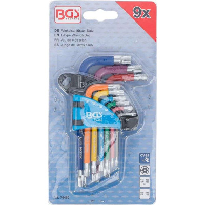 Zástrčné kľúče T-profil (pre TORX) T10 ÷ T50 BGS1074460 Viacfarebné, krátke (Sada 9 ks)