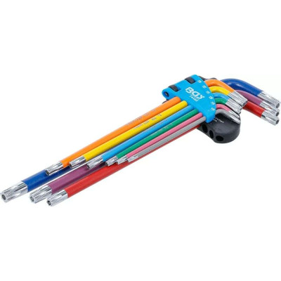 Zástrčné kľúče T-profil (pre TORX) T10 ÷ T50 BGS1074462 Viacfarebné, extra dlhé (Sada 9 ks)