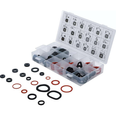 Tesniace krúžky - guma, fiber a klingerit BGS108059 (Sada 141 dielov v PVC kazete)