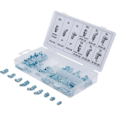 Maznice - metrické mazacie hlavice BGS108065 (Sada 110 dielov v PVC kazete)