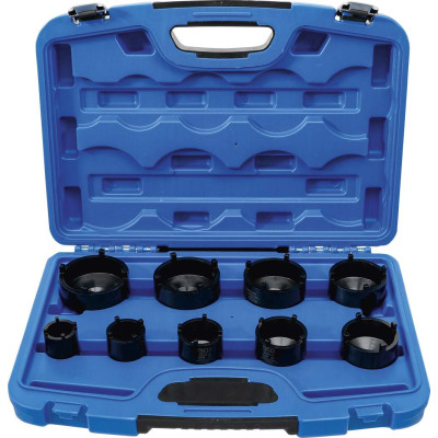 Zástrčné hlavice 1/2" a 3/4" na matice so zárezmi KM4 ÷ KM12 BGS108337 (vonkajší čap). Súprava 9 dielov
