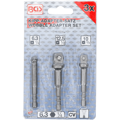 Sada sklopných adaptérov pre vŕtačky pohon vonkajší šesťhran 6,3 mm (1/4") (3 dielna) BGS 9162