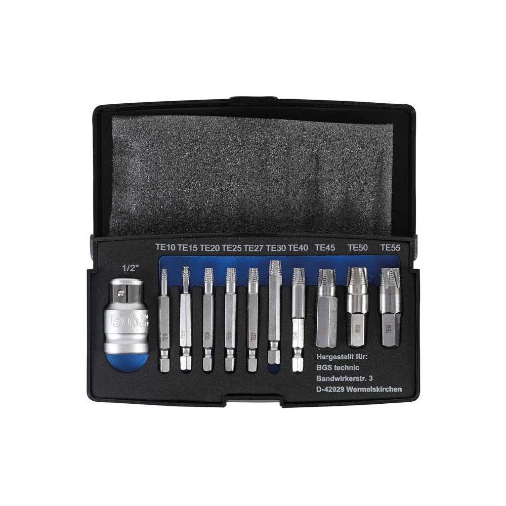 Bitové nadstavce 1/4" a 3/8" pre poškodený T-profil T10 ÷ T55 BGS109170 (Sada 11 dielov)