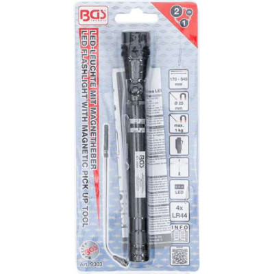 Teleskopická baterka LED s magnetom "2 V 1" BGS 9303
